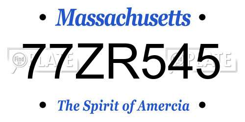 77ZR545 Massachusetts License Plate