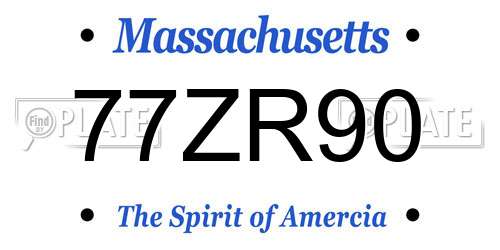 77ZR90 Massachusetts License Plate
