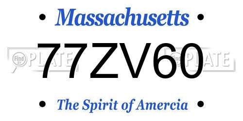 77ZV60 Massachusetts License Plate