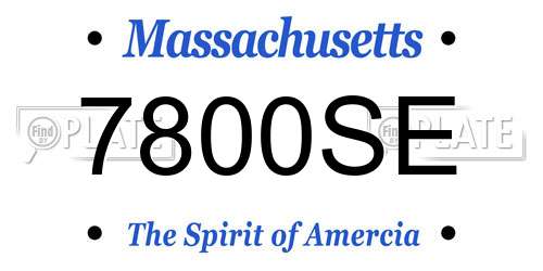 7800SE Massachusetts License Plate