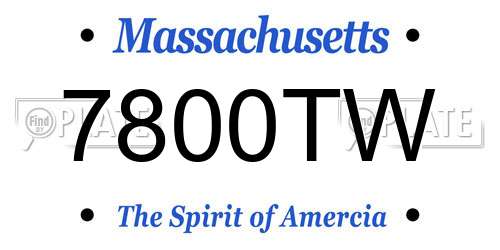 7800TW Massachusetts License Plate