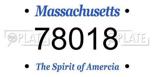 78018 Massachusetts License Plate
