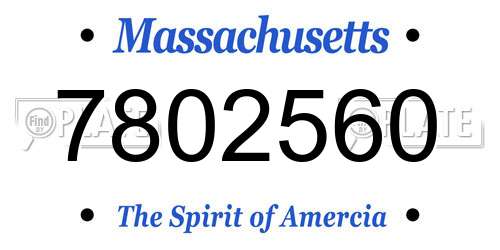7802560 Massachusetts License Plate