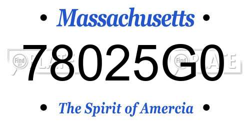 78025G0 Massachusetts License Plate