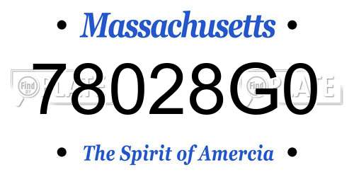 78028G0 Massachusetts License Plate