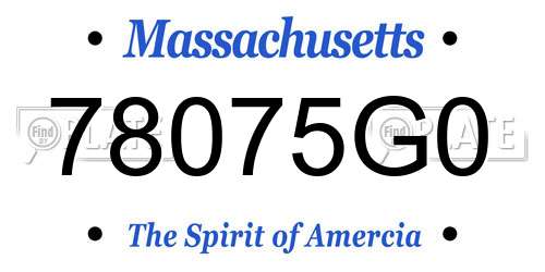 78075G0 Massachusetts License Plate