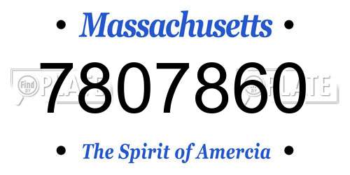 7807860 Massachusetts License Plate