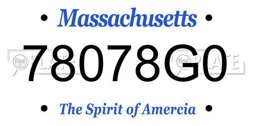 78078G0 Massachusetts License Plate