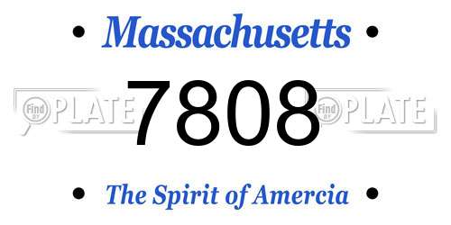7808 Massachusetts License Plate