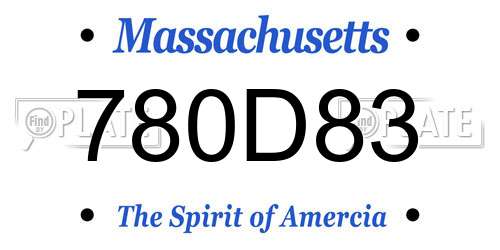 780D83 Massachusetts License Plate