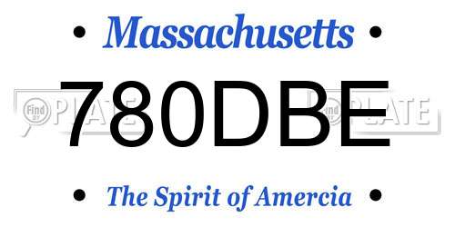 780DBE Massachusetts License Plate