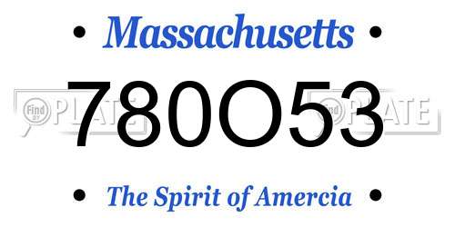 780O53 Massachusetts License Plate