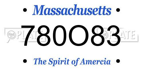 780O83 Massachusetts License Plate
