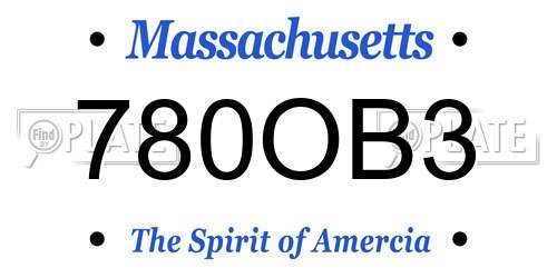 780OB3 Massachusetts License Plate