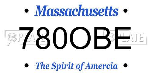 780OBE Massachusetts License Plate