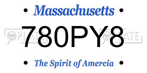 780PY8 Massachusetts License Plate