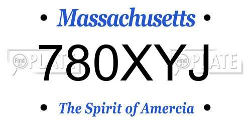 780XYJ Massachusetts License Plate