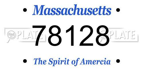 78128 Massachusetts License Plate
