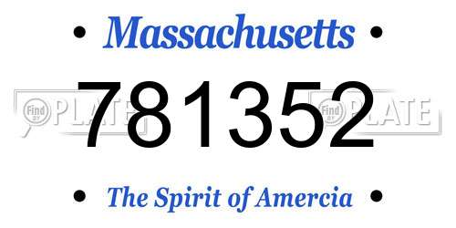 781352 Massachusetts License Plate