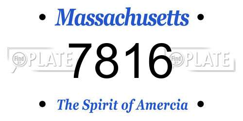 7816 Massachusetts License Plate