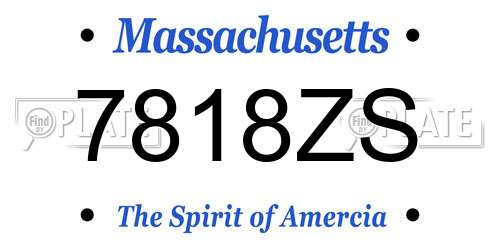 7818ZS Massachusetts License Plate