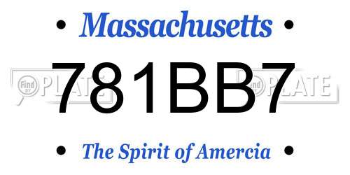 781BB7 Massachusetts License Plate