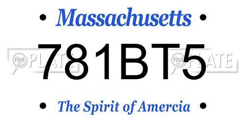 781BT5 Massachusetts License Plate