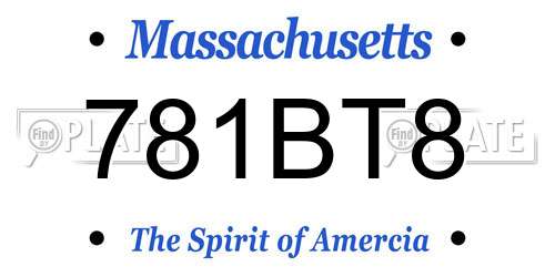 781BT8 Massachusetts License Plate