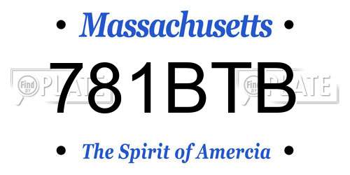 781BTB Massachusetts License Plate