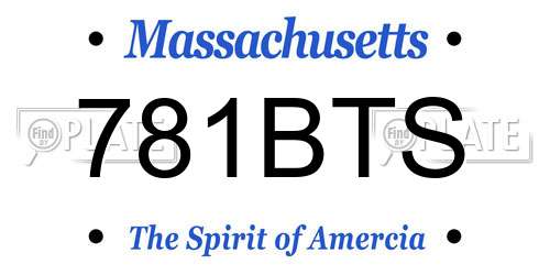 781BTS Massachusetts License Plate