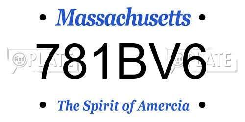 781BV6 Massachusetts License Plate