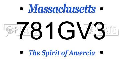 781GV3 Massachusetts License Plate