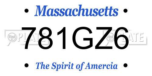 781GZ6 Massachusetts License Plate