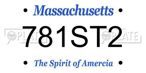 781ST2 Massachusetts License Plate