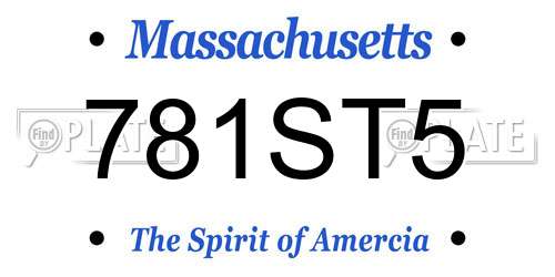 781ST5 Massachusetts License Plate