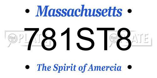 781ST8 Massachusetts License Plate