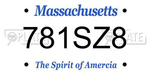 781SZ8 Massachusetts License Plate
