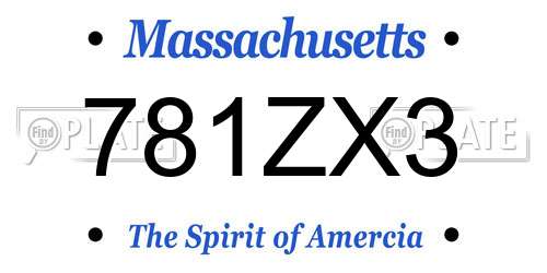 781ZX3 Massachusetts License Plate