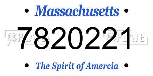 7820221 Massachusetts License Plate