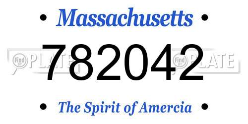 782042 Massachusetts License Plate