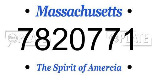 7820771 Massachusetts License Plate