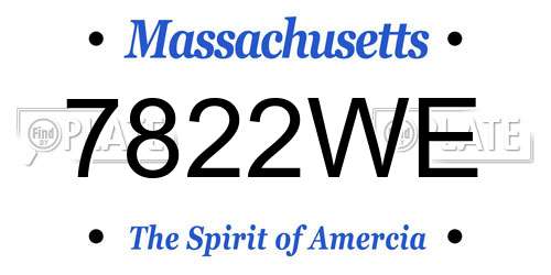 7822WE Massachusetts License Plate