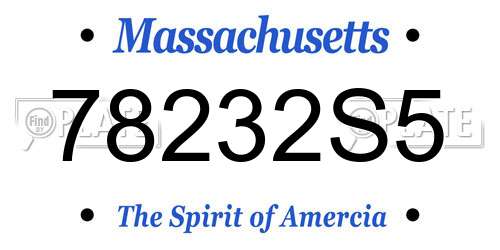 78232S5 Massachusetts License Plate