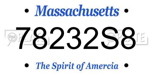 78232S8 Massachusetts License Plate