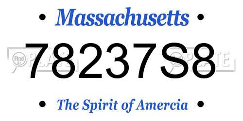 78237S8 Massachusetts License Plate