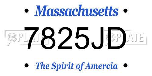 7825JD Massachusetts License Plate