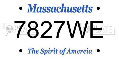 7827WE Massachusetts License Plate