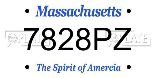 7828PZ Massachusetts License Plate