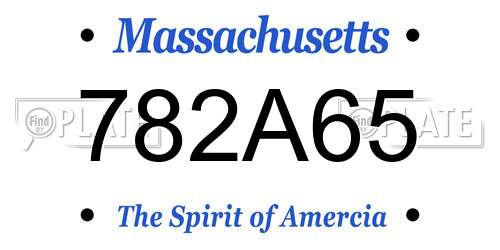 782A65 Massachusetts License Plate