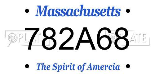 782A68 Massachusetts License Plate